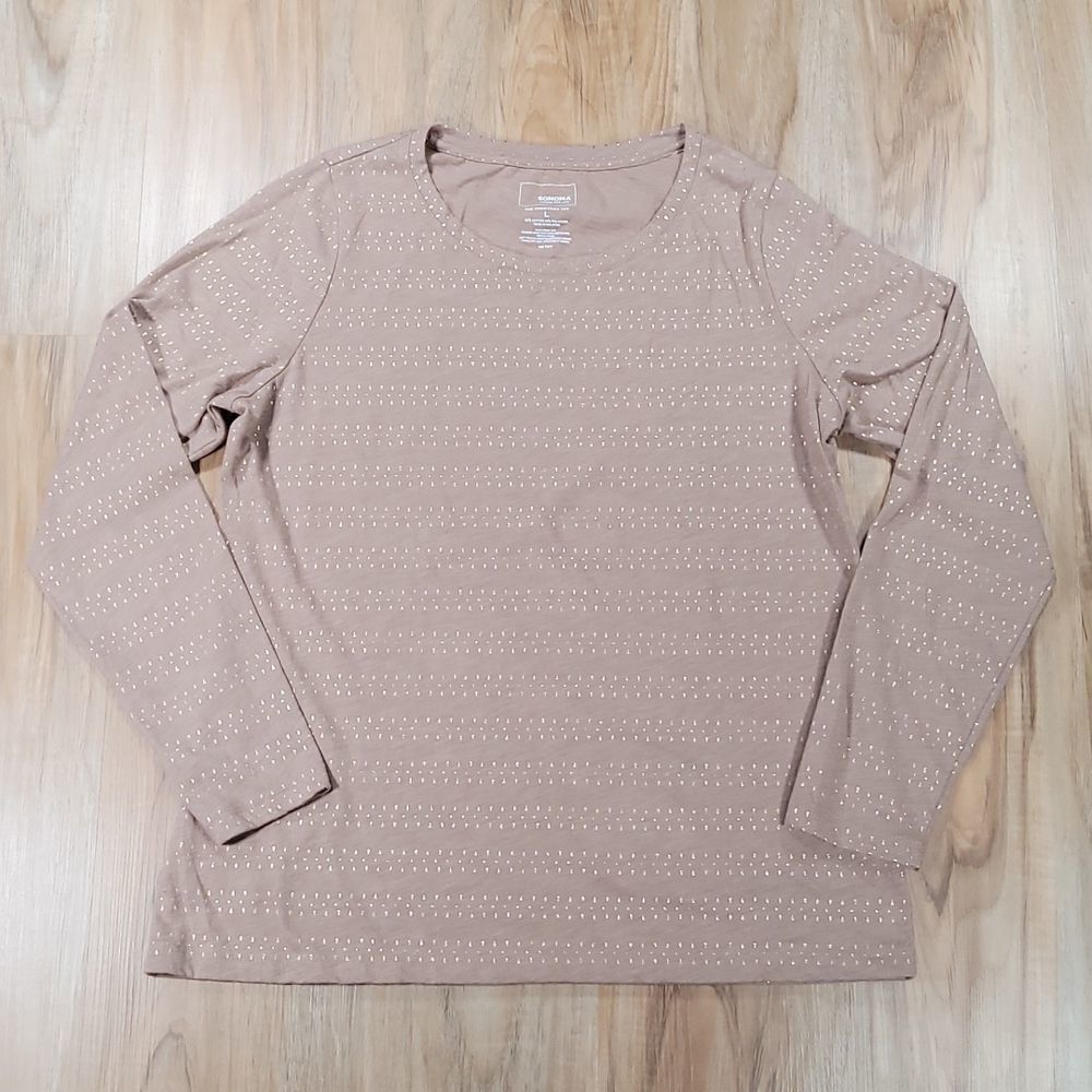 🔺️Sonoma Tan and Gold "Everyday Tee" Long Sleeve Top Large